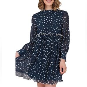 Anthropologie Navy Polka Dot Mini Dress